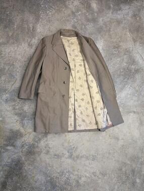 Vintage Sears Travelknit Tan Khaki Trench Coat Men's 42L